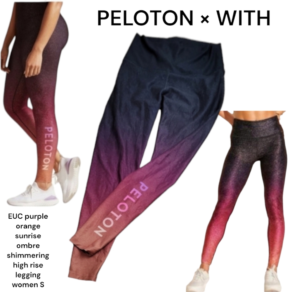 PELOTON × WITH purple orange sunrise ombre shimmering high rise legging women S